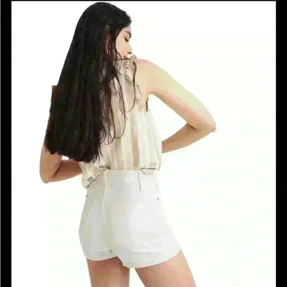 Madewell Relaxed Slouchy Fit Frayed Cut Off Rigid Denim Shorts Vintage White - Picture 2 of 6